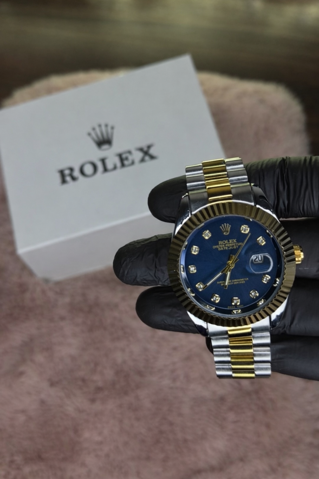 ROLEX OYSTER ELITE PREMIUM WATCH TWO TONE FEMALE  – HIGH CLASS LUXURY BLUE DIAL WITH DATE –