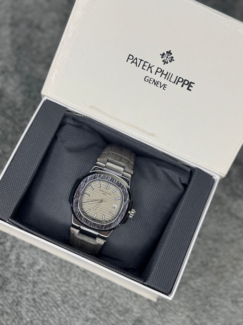 PATEK PHILLPE ELITE PREMIUM – HIGH CLASS LUXURY GREY DIAL STRAP RUBBER WITH DATE  –