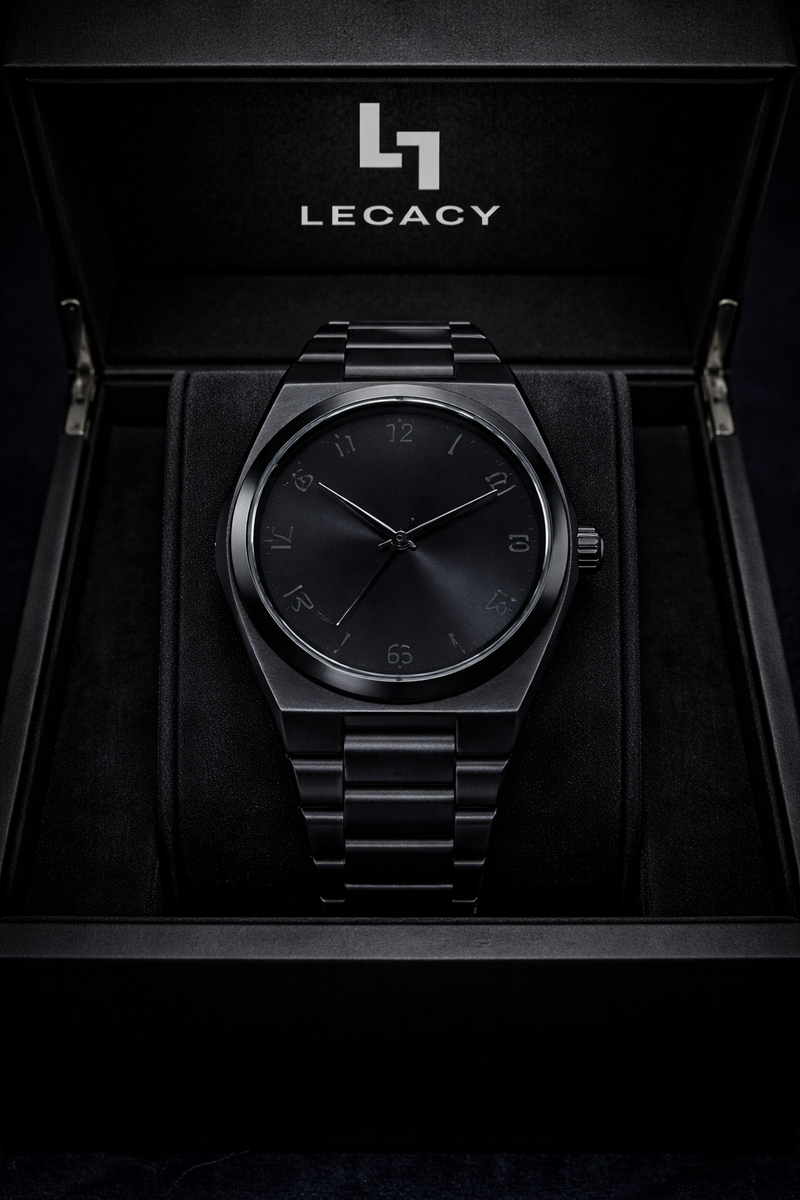 ELITE PREMIUM BLACK ARABIC AURA STAINLESS STEEL – HIGH CLASS LUXURY HEAVY WEIGHT –