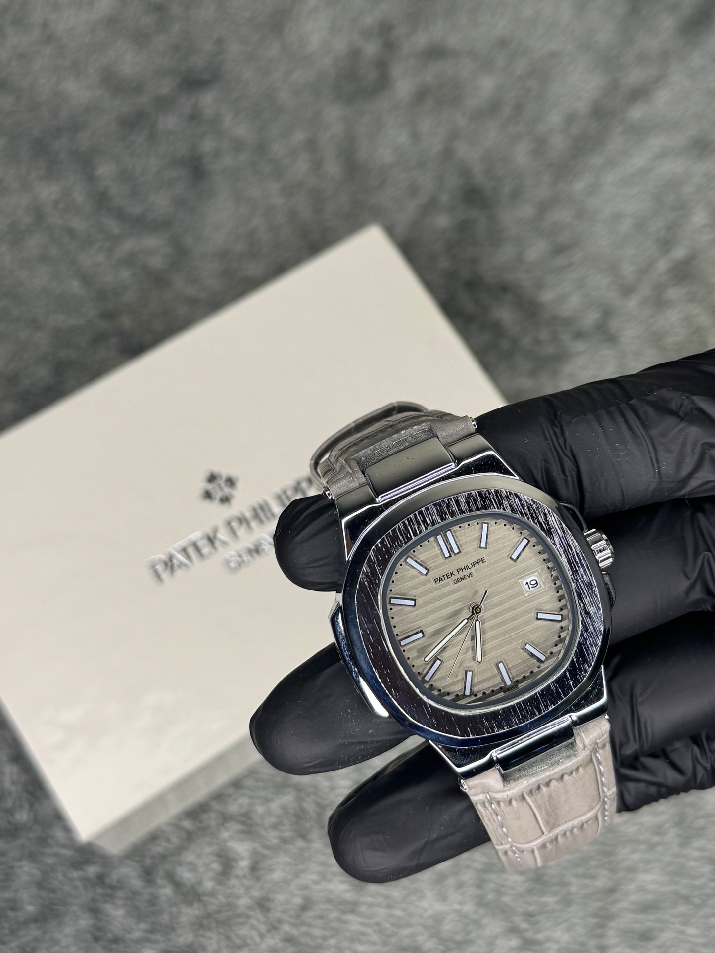 PATEK PHILLPE ELITE PREMIUM – HIGH CLASS LUXURY GREY DIAL STRAP RUBBER WITH DATE  –