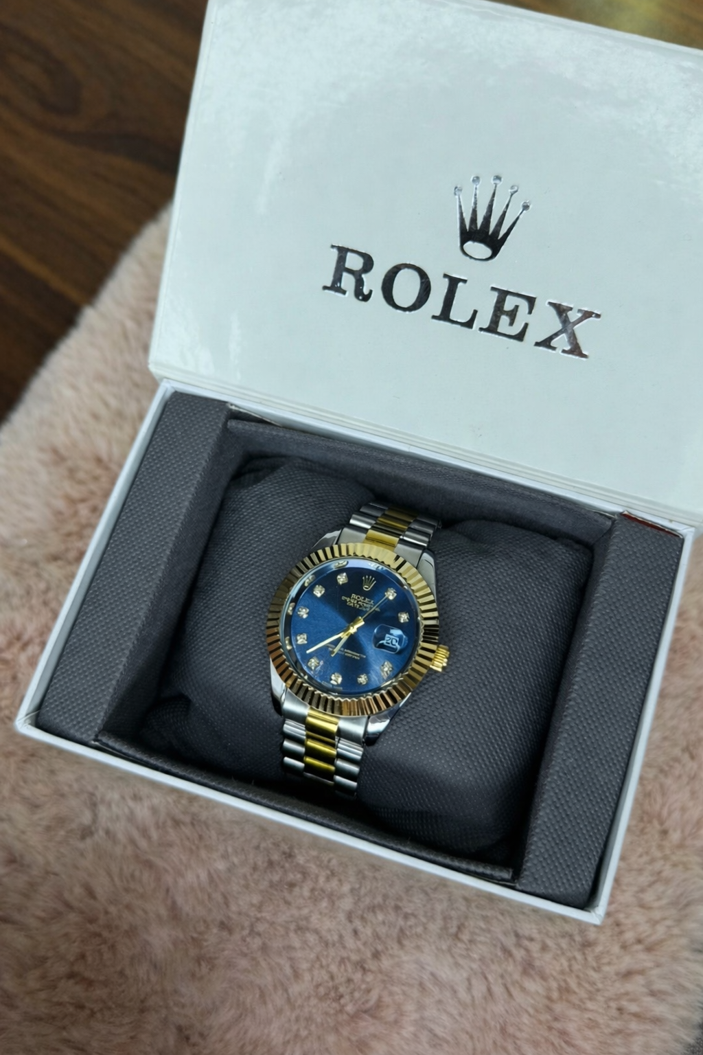 ROLEX OYSTER ELITE PREMIUM WATCH TWO TONE FEMALE  – HIGH CLASS LUXURY BLUE DIAL WITH DATE –
