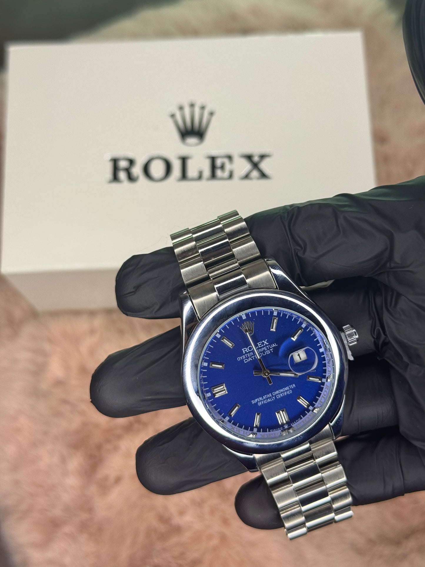 ROLEX ELITE PREMIUM ADDITION WATCH – HIGH CLASS LUXURY ROYALE BLUE DIAL WITH DATE –