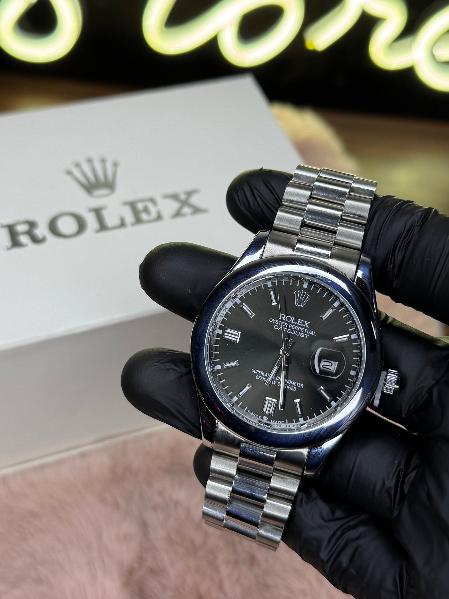 ROLEX ELITE PREMIUM ADDITION WATCH – HIGH CLASS LUXURY BLACK DIAL WITH DATE –