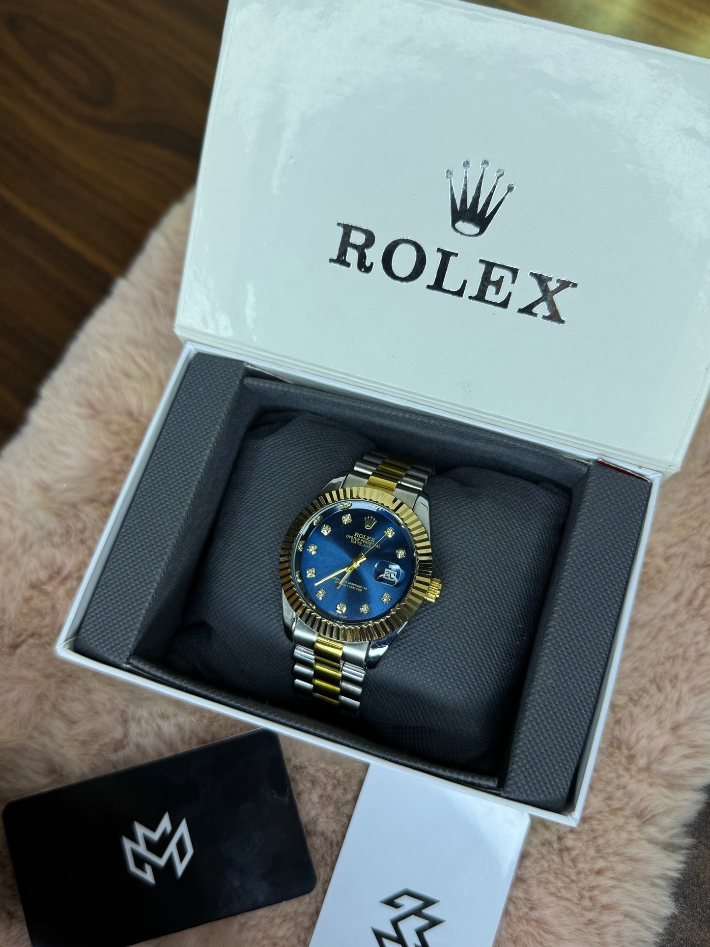 ROLEX OYSTER ELITE PREMIUM WATCH TWO TONE  – HIGH CLASS LUXURY BLUE DIAL WITH DATE –