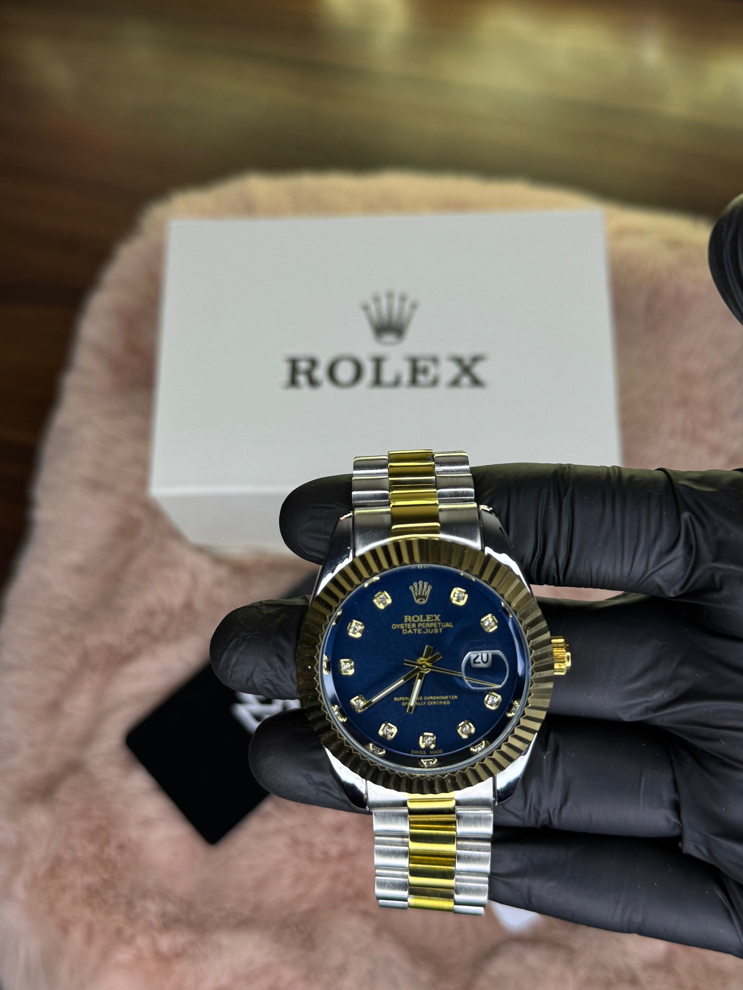 ROLEX OYSTER ELITE PREMIUM WATCH TWO TONE  – HIGH CLASS LUXURY BLUE DIAL WITH DATE –