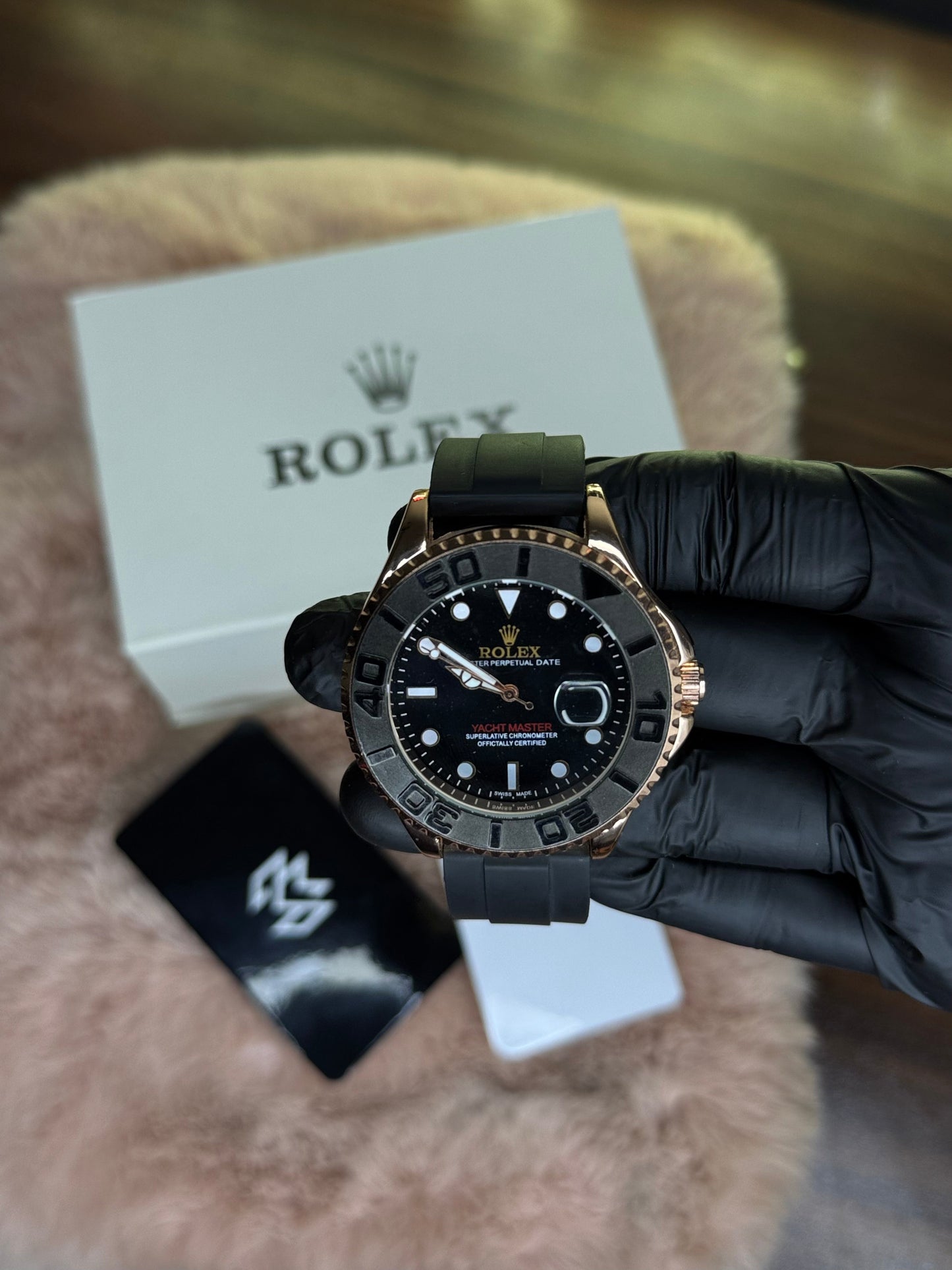 ROLEX LACHT MASTER ELITE PREMIUM WATCH – HIGH CLASS LUXURY BLACK ROTATING DIAL WITH DATE –