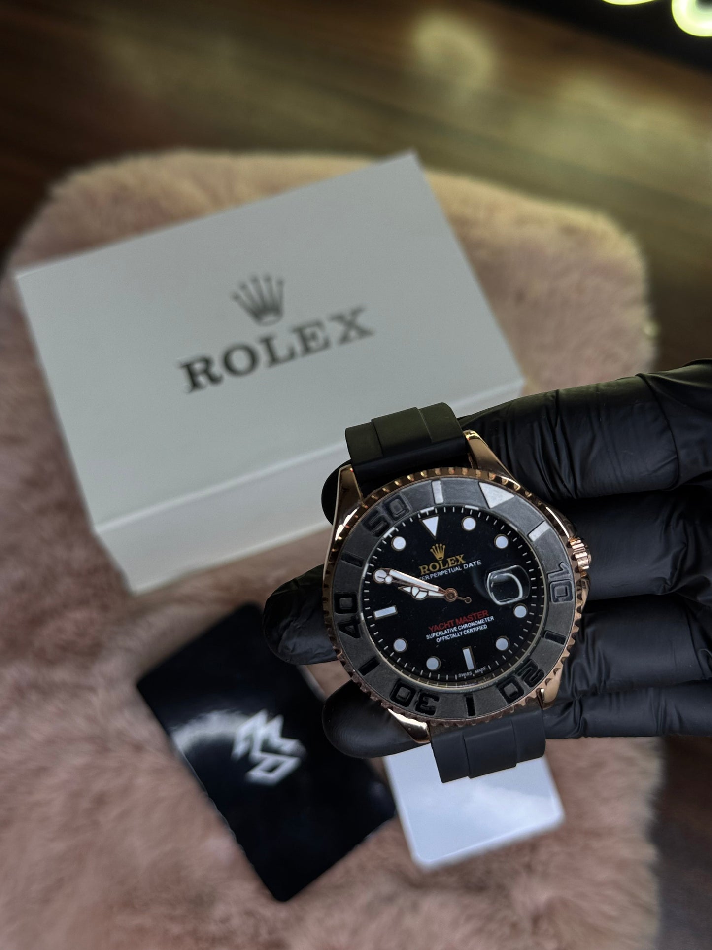 ROLEX LACHT MASTER ELITE PREMIUM WATCH – HIGH CLASS LUXURY BLACK ROTATING DIAL WITH DATE –