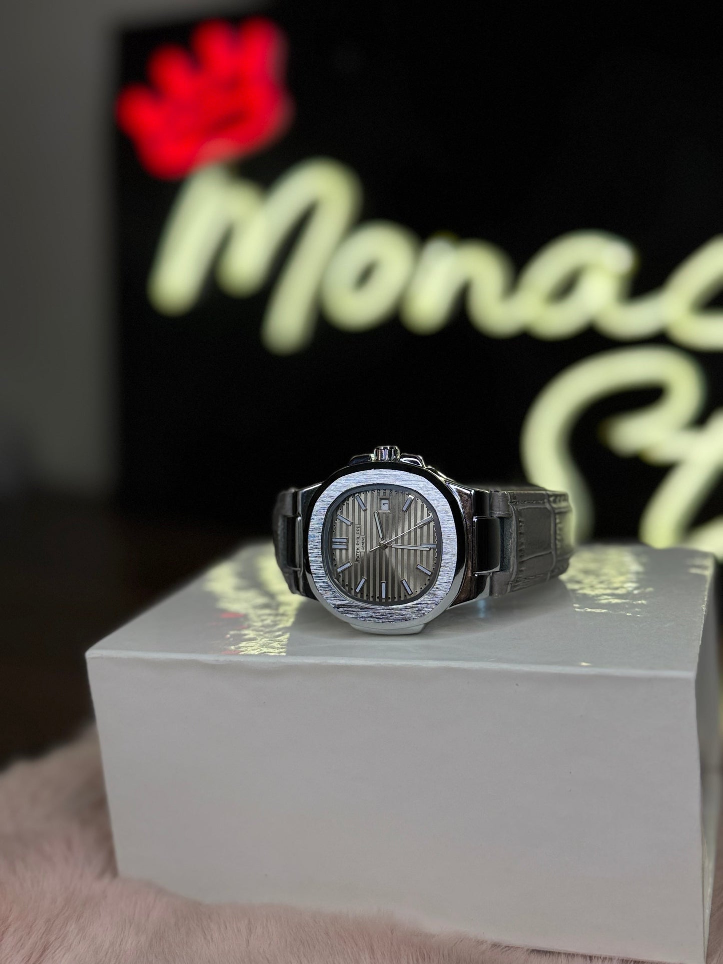 PATEK PHILLPE ELITE PREMIUM – HIGH CLASS LUXURY GREY DIAL STRAP RUBBER WITH DATE  –