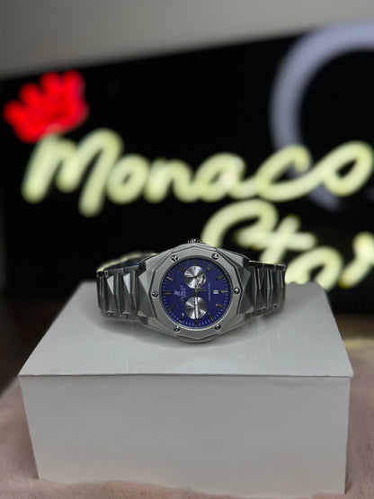 HUBLOT ELITE PREMIUM WATCH – HIGH CLASS LUXURY DIAMOND CUT CHAIN – BLUE DIAL