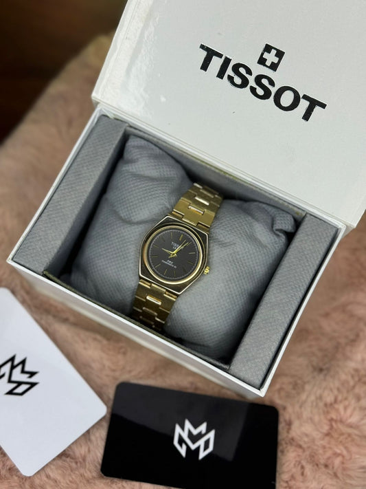 TISSOT ELITE PREMIUM WATCH FEMALE – HIGH CLASS LUXURY GOLDEN CHAIN WITH BLACK DIAL – TISSOT PRX 1853
